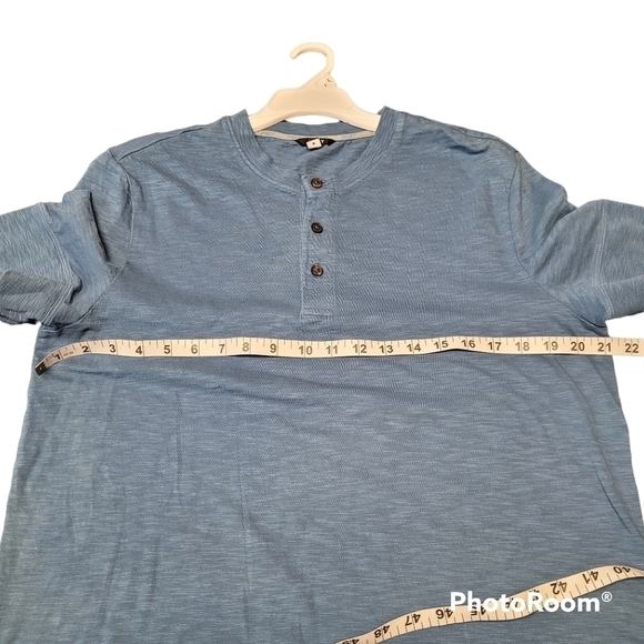 Dkny Blue Short Sleeve Slub Henley Shirt - Picture 4 of 7